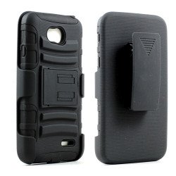 LG Optimus L70 Armor Shell Holster Combo Case (Black)